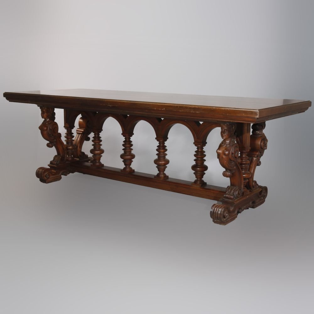French Renaissance Figural Carved Conference Table (1 of 16)