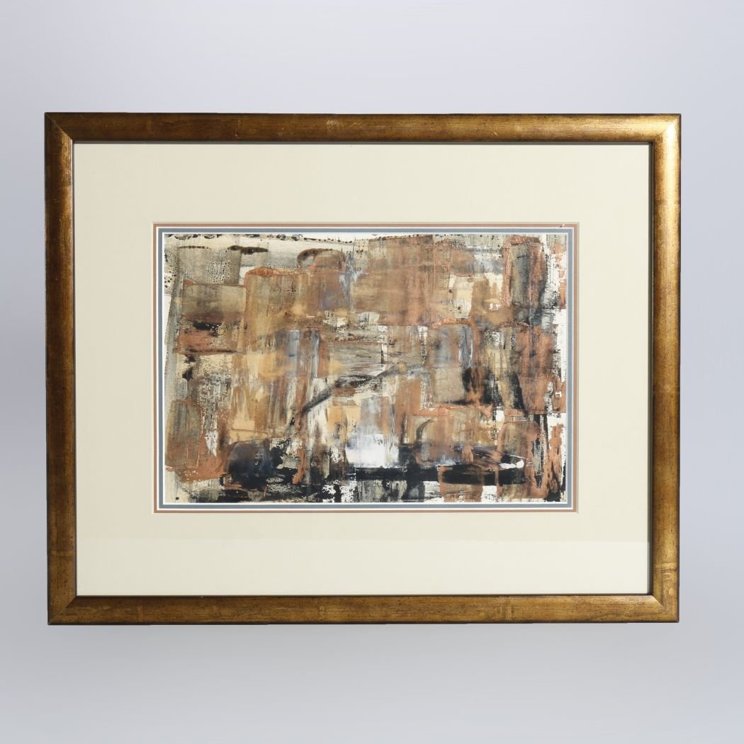 Antique MCM Abstract Expressionist Mixed Media Painting (1 of 8)