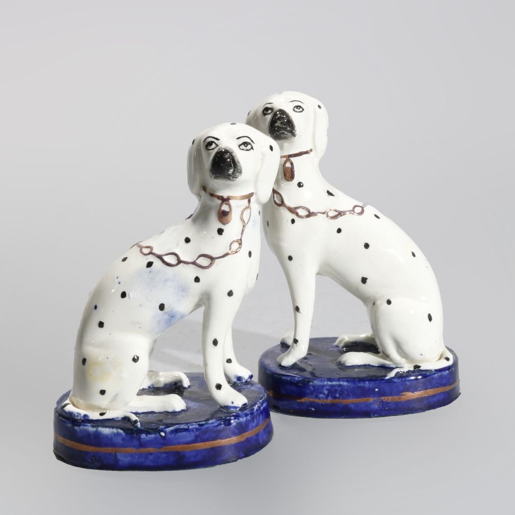 Antique Pair Of English Porcelain Staffordshire Dogs (1 of 5)