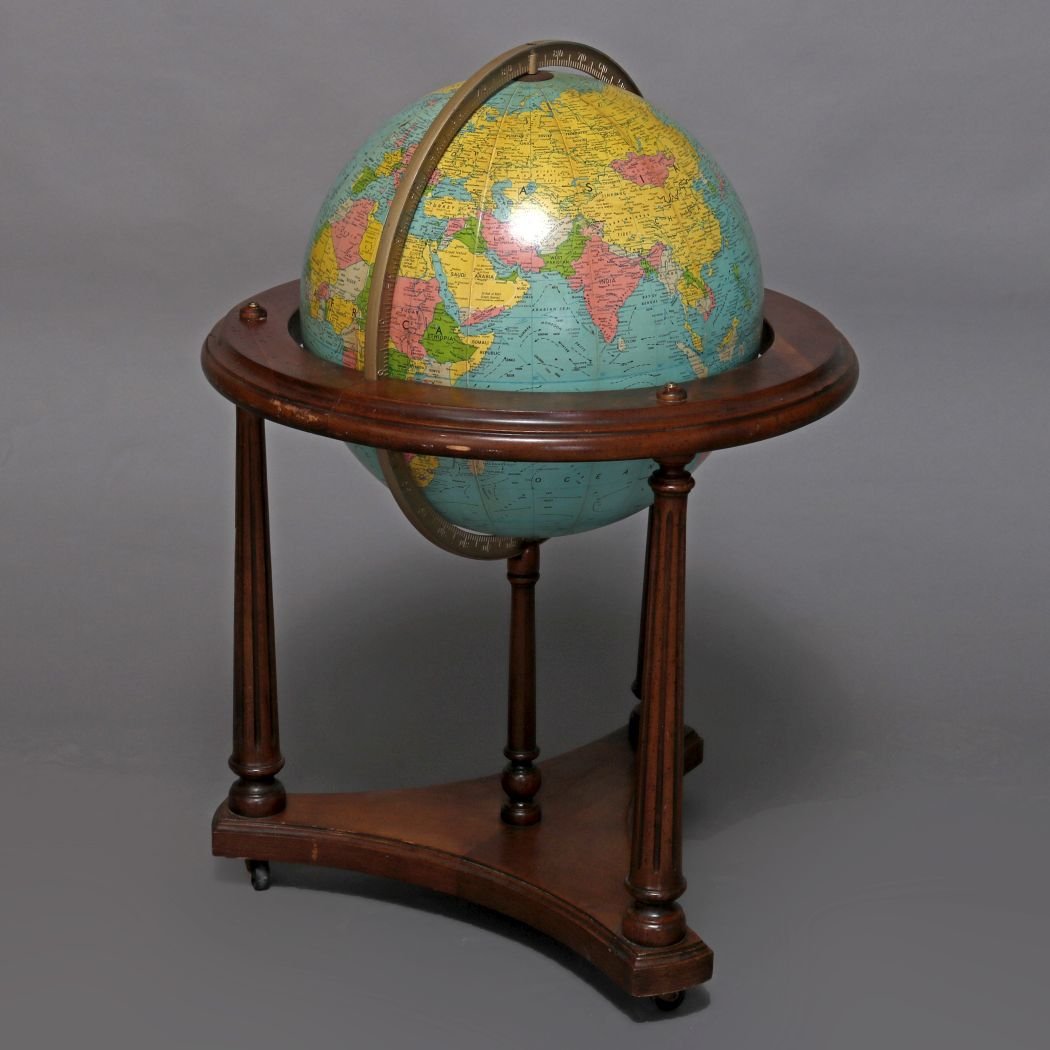 Comprehensive World Globe on Mahogany Floor Stand (1 of 8)