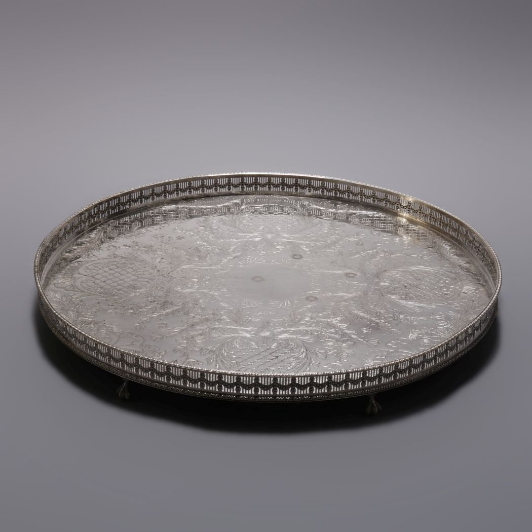 Antique Sheffield Oversized Silver Plate Serving Tray (1 of 7)