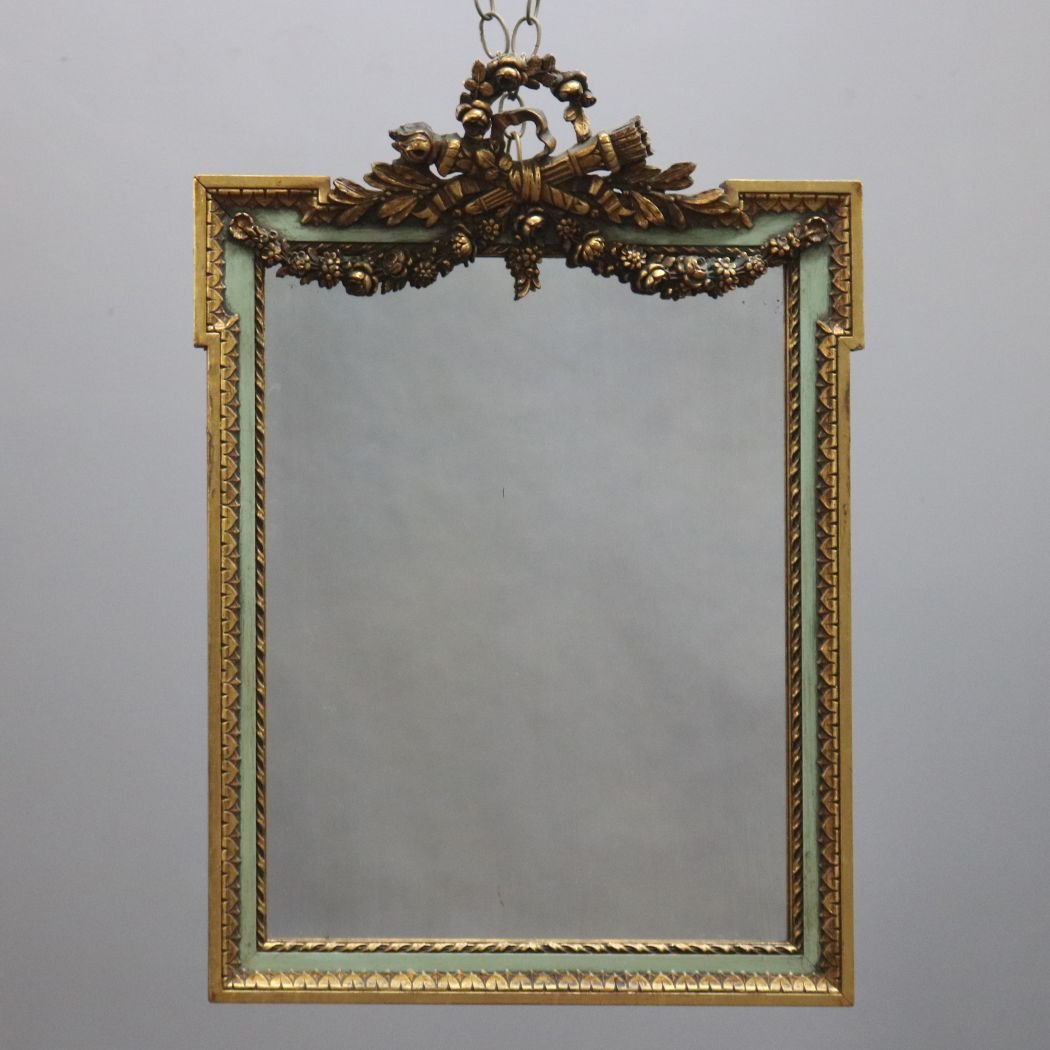 French Floral Swag Gilt Wood Wall Mirror (1 of 9)