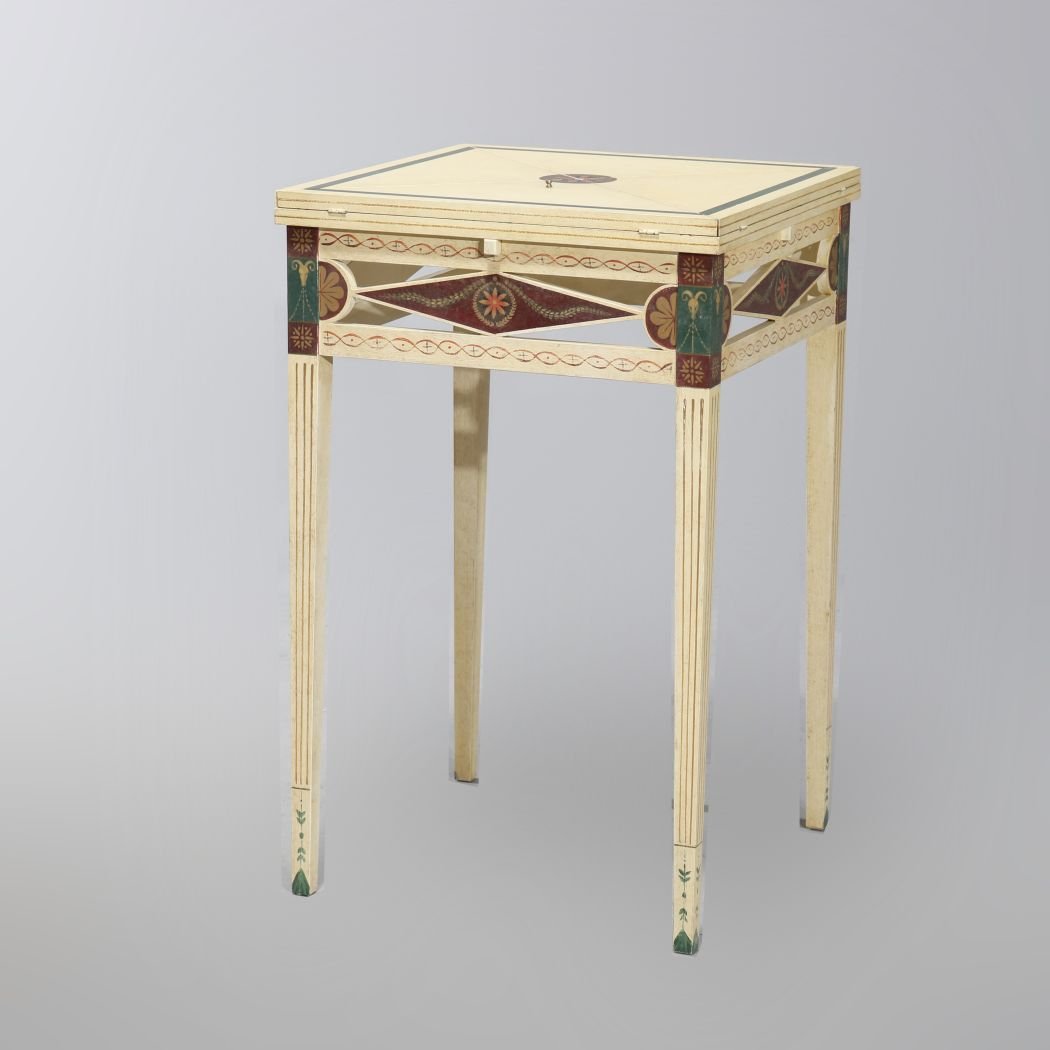 Antique Custom Paint Decorated Napkin Fold Side Table (1 of 10)