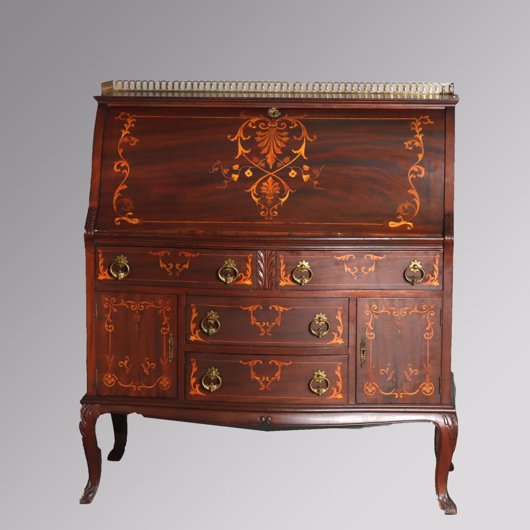 Antique RJ Horner Mahogany Drop Front Desk, C1900 (1 of 20)