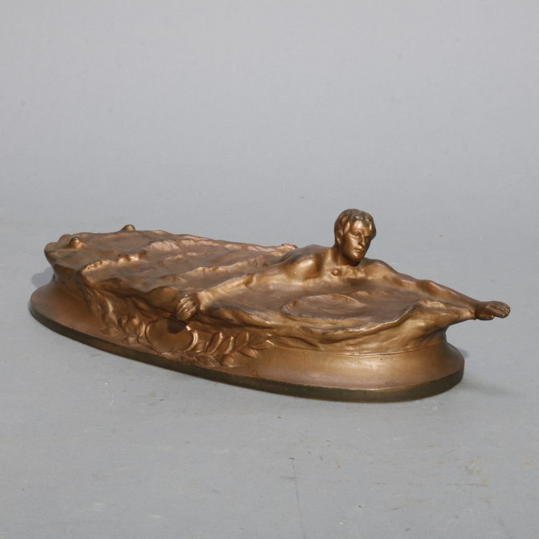 Antique Bronze Figural Swimmer Sculpture, R Thuss (1 of 7)