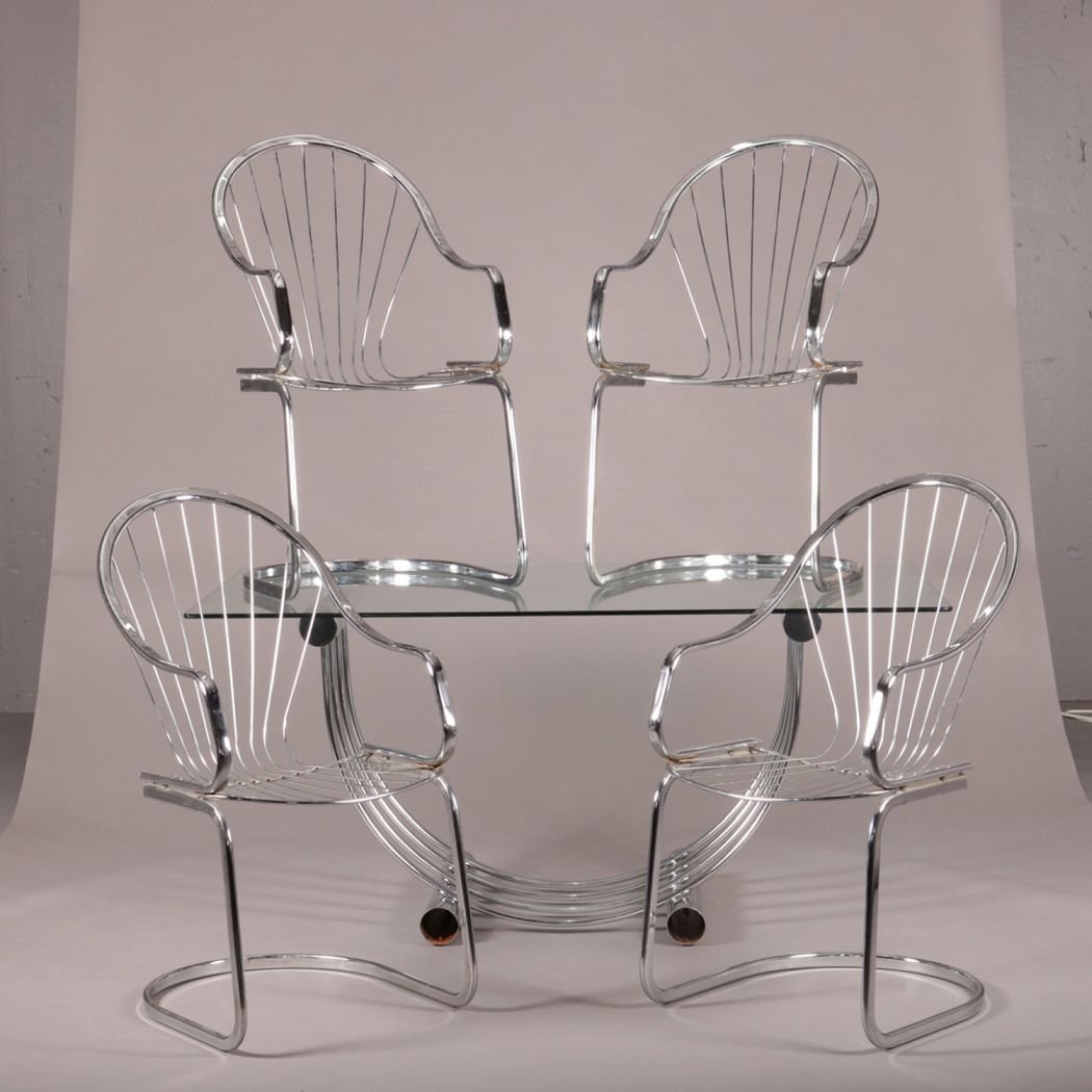 Italian Bertoia School Chrome Dining Table & Chair Set (1 of 16)