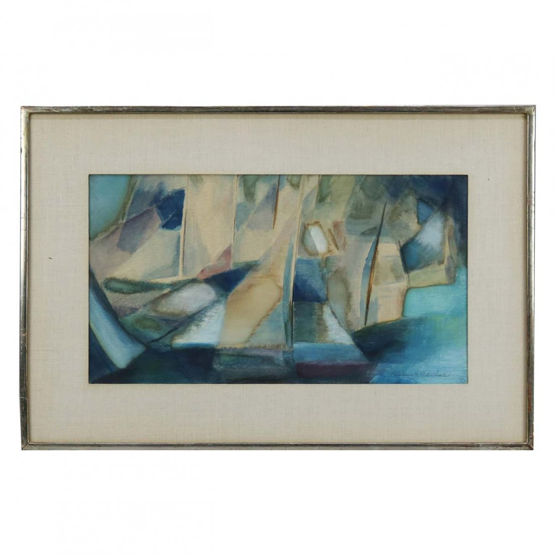 Abstract Impressionistic Watercolor Painting, Sailboats (1 of 9)