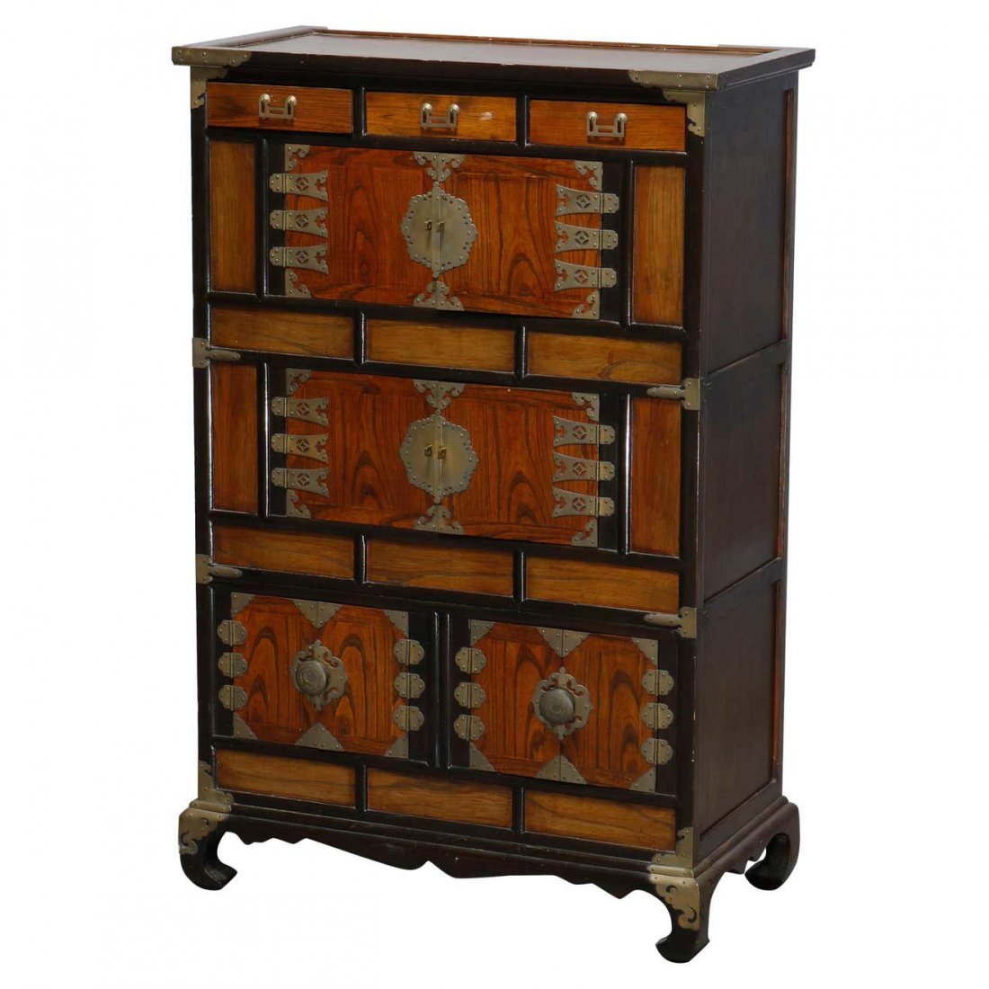 Antique Asian Mixed Wood & Brass Cabinet, 20th Century (1 of 16)