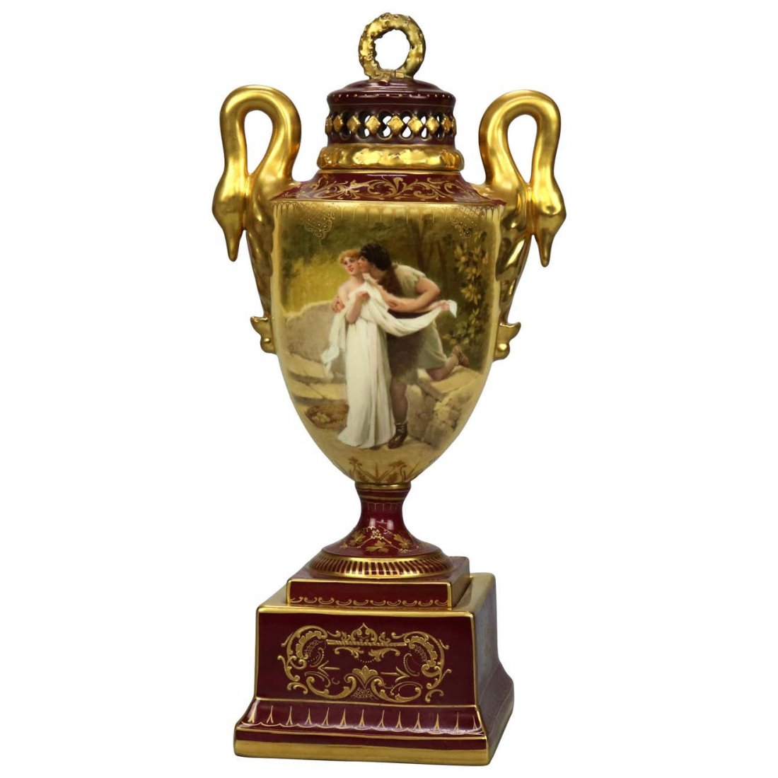 Royal Vienna Hand Painted & Gilt Porcelain Urn, c1880 (1 of 14)
