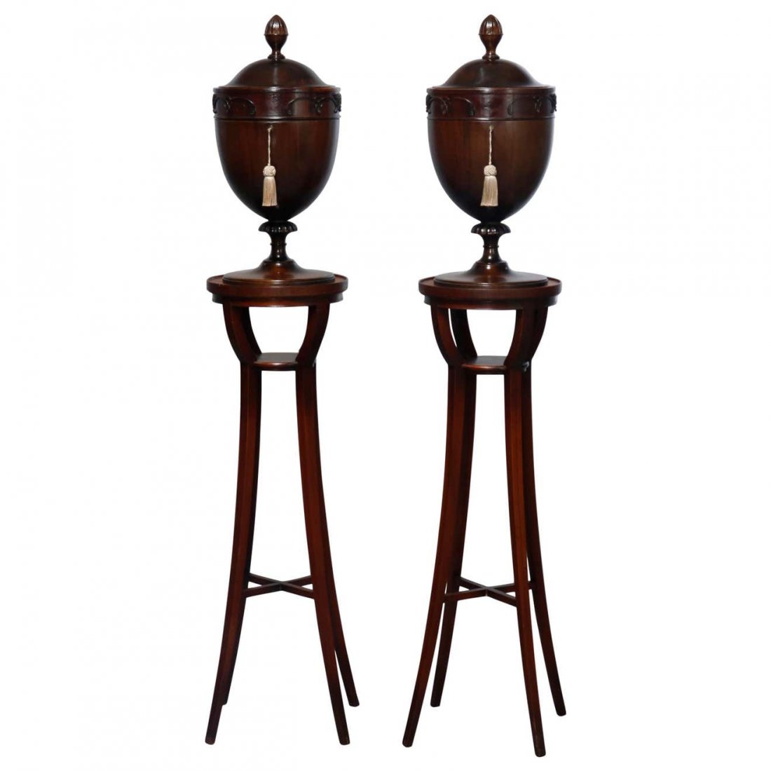English Georgian III Mahogany Knife Urns with Pedestals (1 of 20)