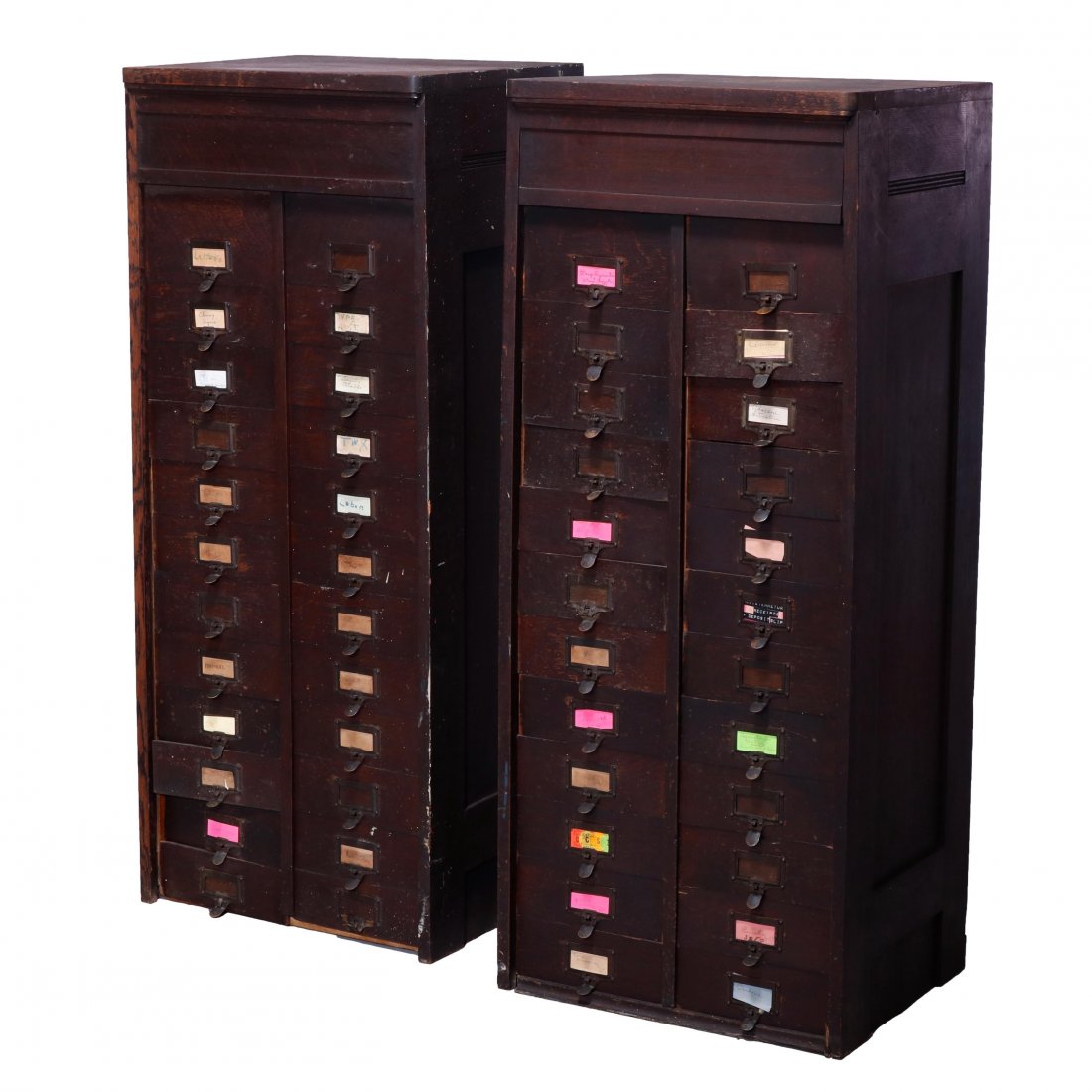 Pair of Oak File Cabinets With Lift Front Panels, c1910 (1 of 17)