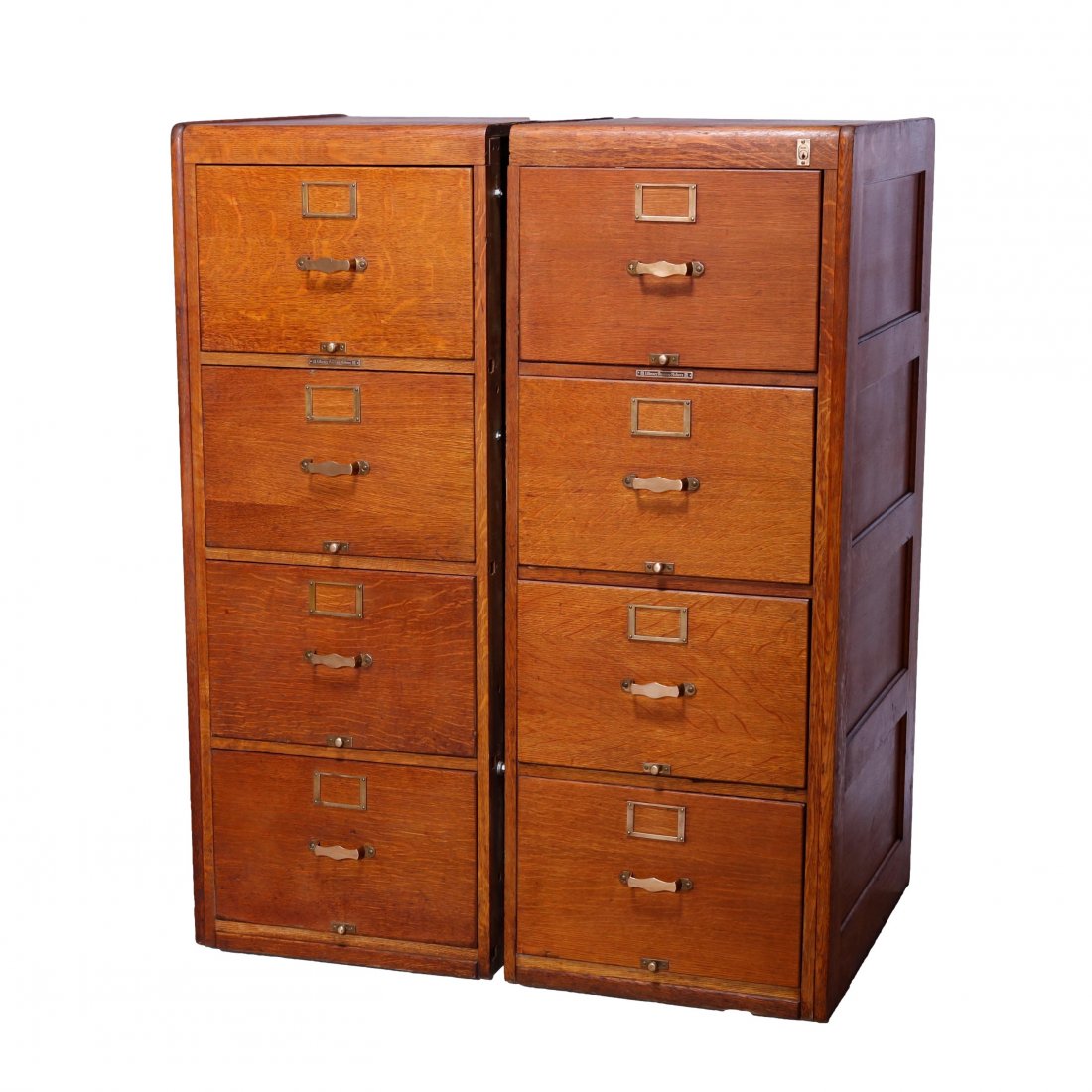 Arts & Crafts Pair Yale Oak Four Drawer File Cabinets (1 of 15)