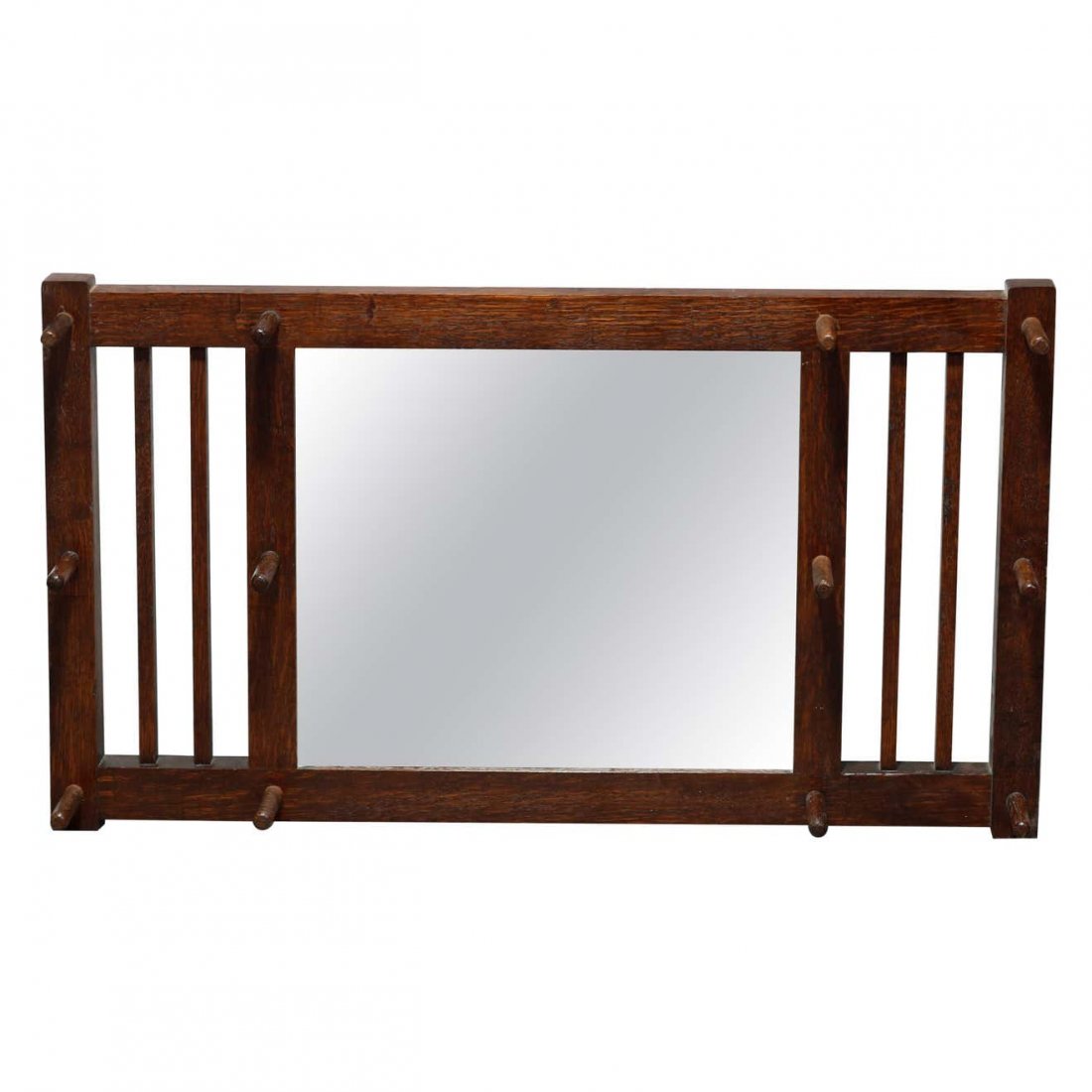 Arts & Crafts Oak Stickley Brothers Hat Rack & Mirror (1 of 11)