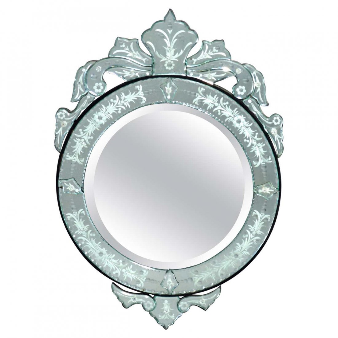 Antique Venetian Style Floral Etched Wall Mirror, 20thC (1 of 8)