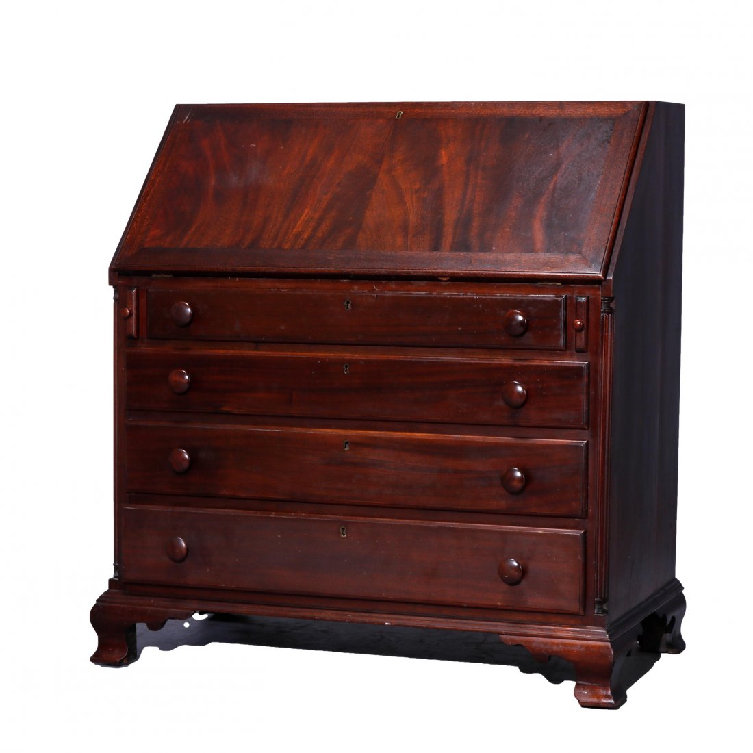 Hepplewhite Style Flame Mahogany Drop Front Desk 19th C (1 of 16)