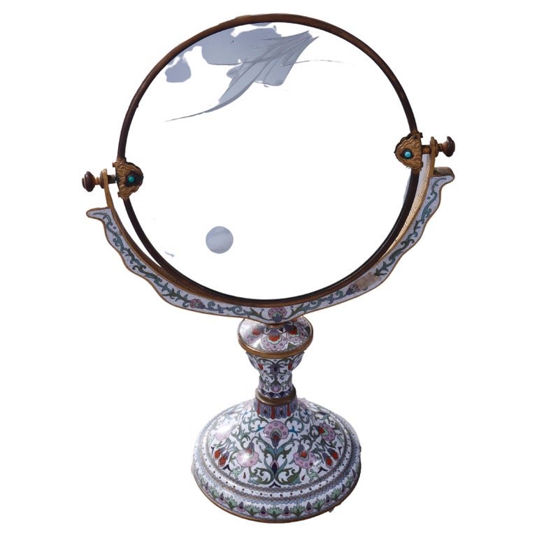 Antique Chinese CloisonnÃ© Enamel Bronze Dresser Mirror (1 of 15)