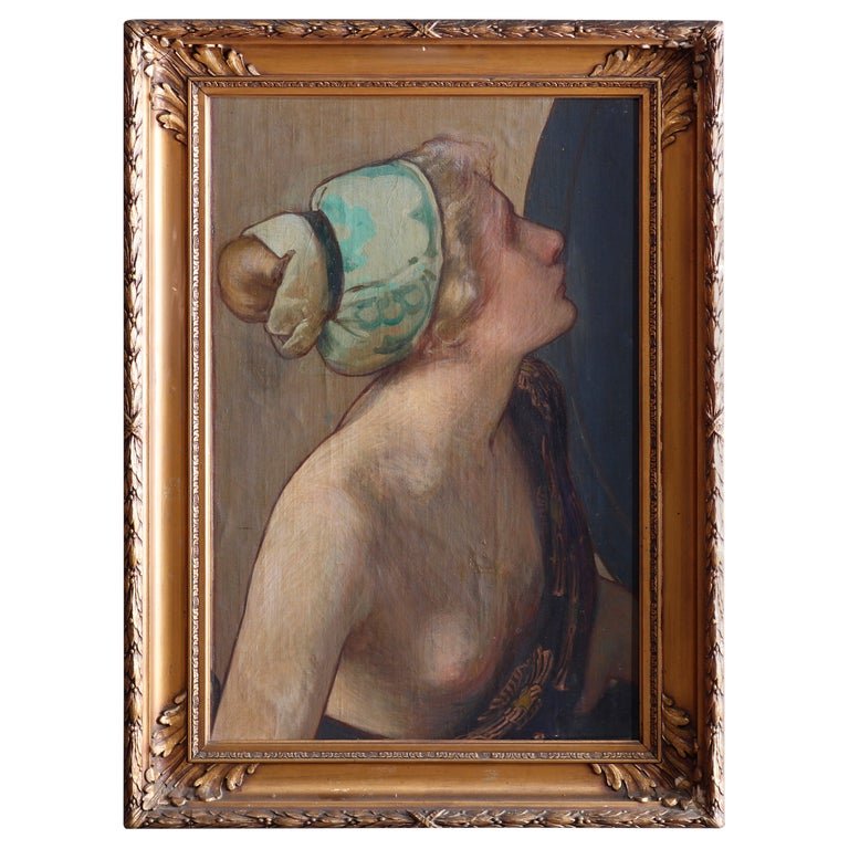 Antique Portrait Painting, Ideal Head by Herter c1900 (1 of 6)