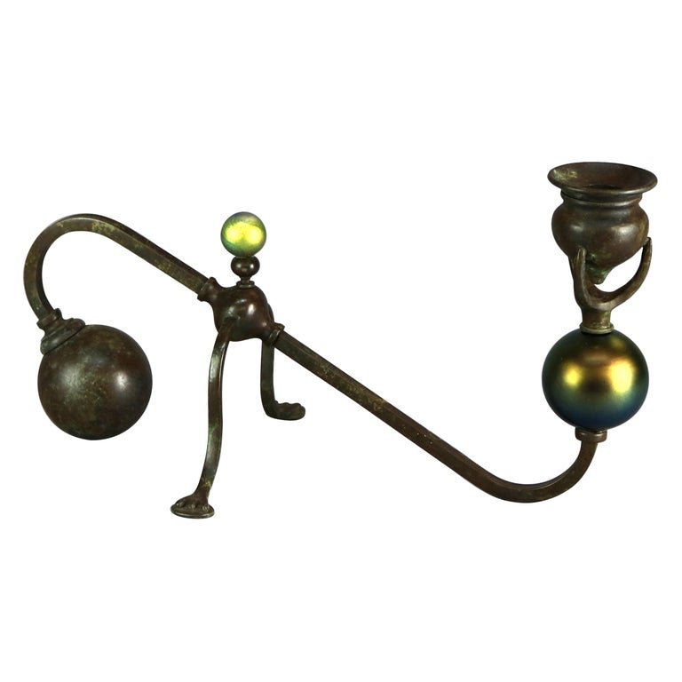 Art Nouveau Art Glass & Bronze Candelabra After Tiffany (1 of 8)