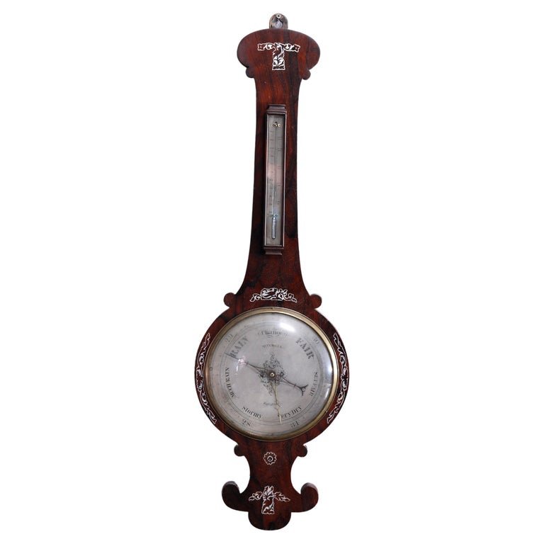 Antique Rosewood & Mother of Pearl Barometer, Mitchell (1 of 16)