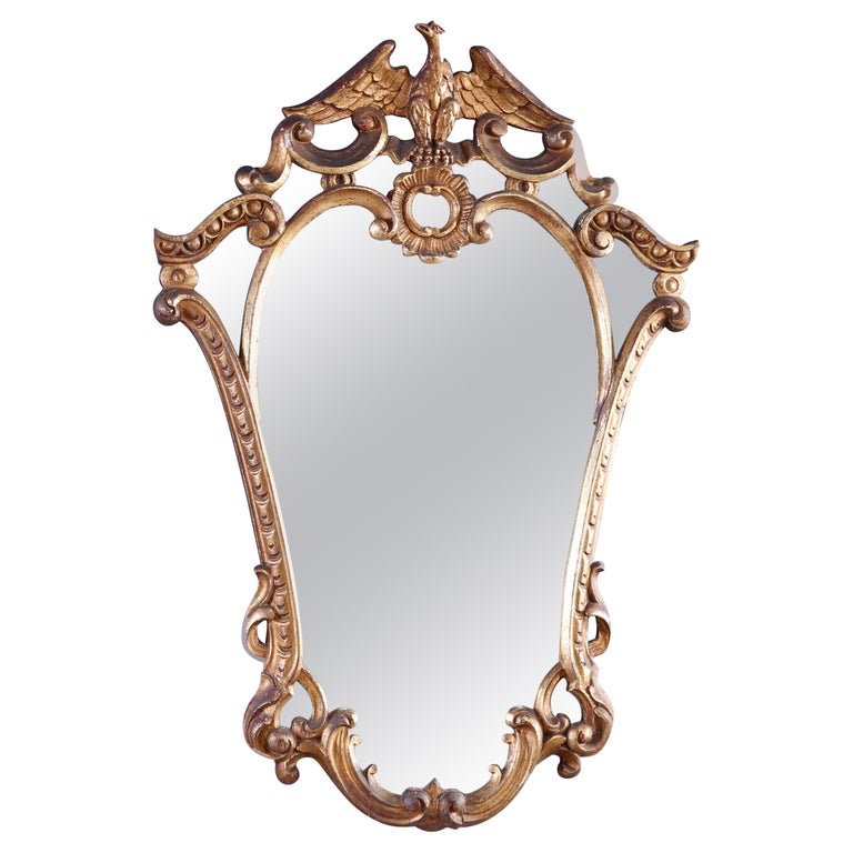 Antique Large Federal Figural Carved Giltwood Mirror (1 of 9)