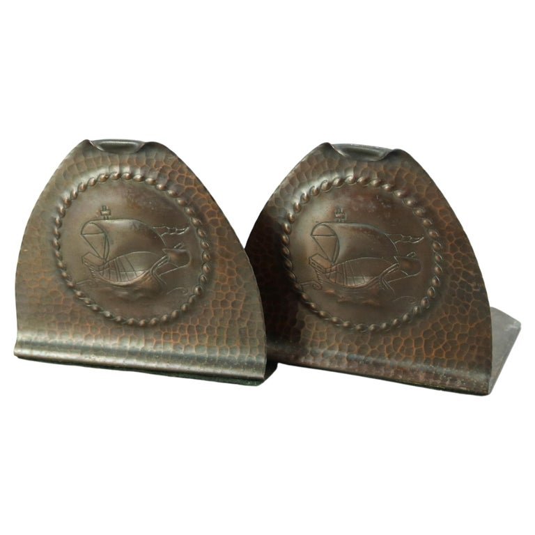 Antique Art & Crafts Pair Roycroft Hammered Bookends (1 of 11)