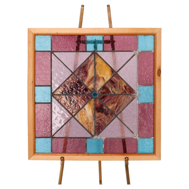 Antique Arts & Crafts Leaded Stained Glass Window c1910 (1 of 9)