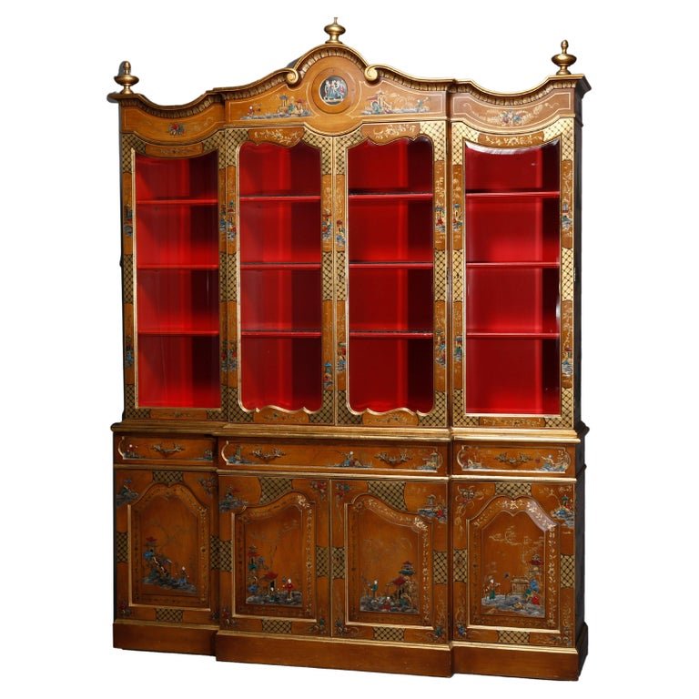 Chinoiserie Decorated English Style Breakfront Cabinet (1 of 18)
