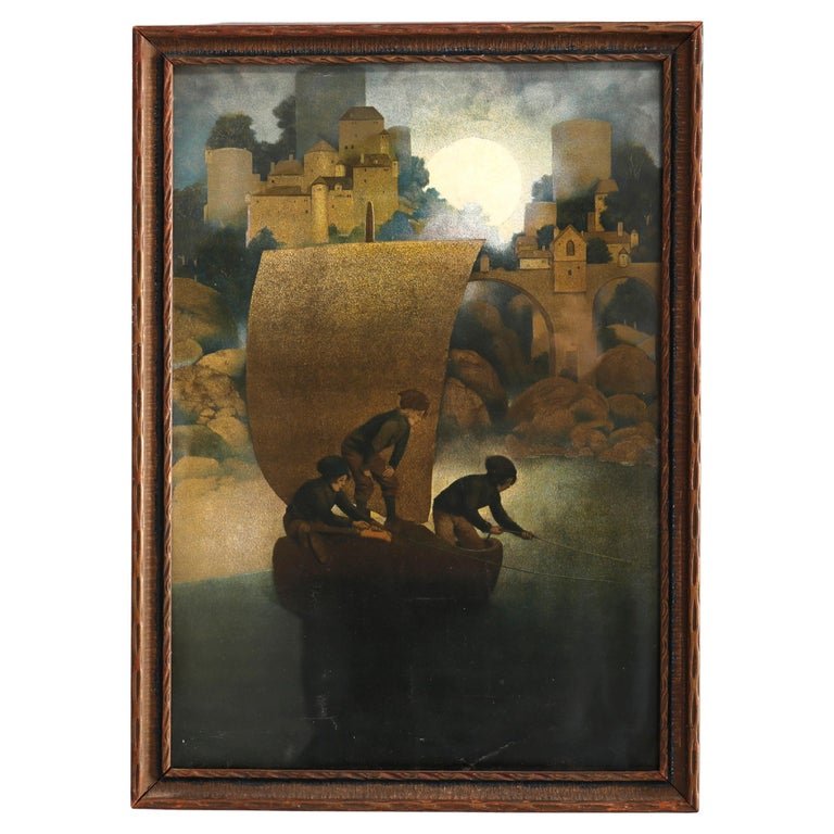 Art Deco Maxfield Parrish Print 'Winken Blinken &Nod', c1920 (1 of 11)