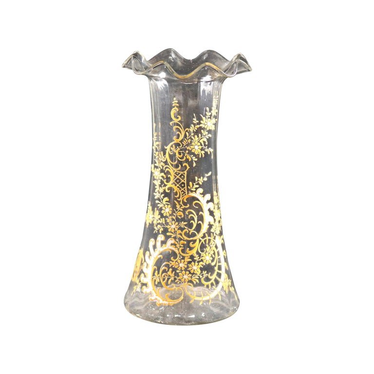 Antique & Large Moser School Hand Enameled & Gilt Blown Glass Vase, 19th Century (1 of 8)