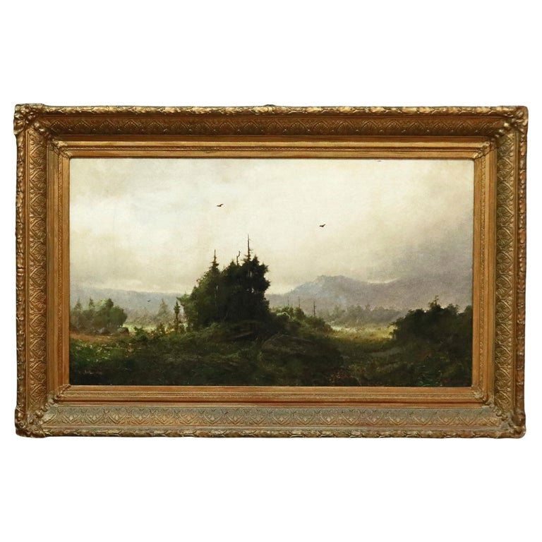 Large Antique Oil Painting of a Reading, PA Wooded Area, Signed C.H.Shearer (1 of 12)