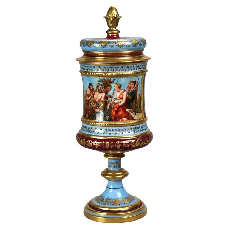 Antique Austrian Royal Vienna Hand Painted & Enameled Porcelain Urn c1890 (1 of 12)