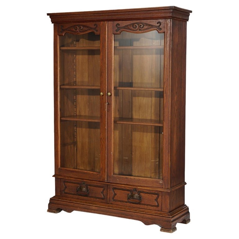 Antique Arts & Crafts Mission Oak Enclosed Bookcase Circa 1910 (1 of 20)