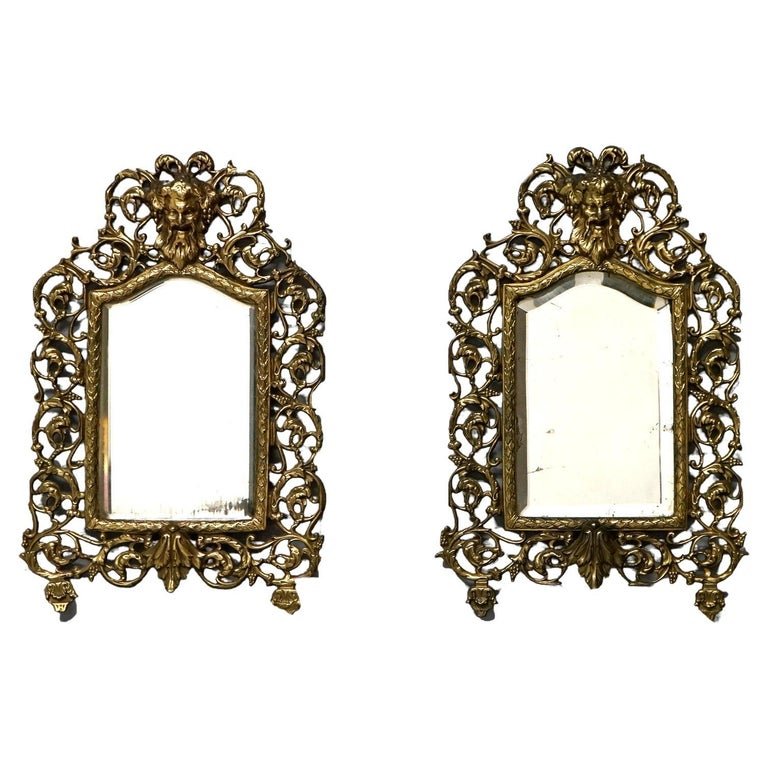 Antique Pair Bradley & Hubbard School Figural Gilt Metal Wall Mirror 19th C (1 of 11)