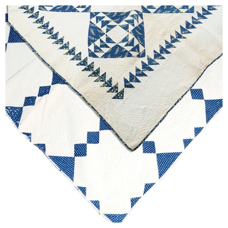 Two Antique Blue & White Lancaster, PA Amish Hand Made Quilts Circa 1900 (1 of 20)