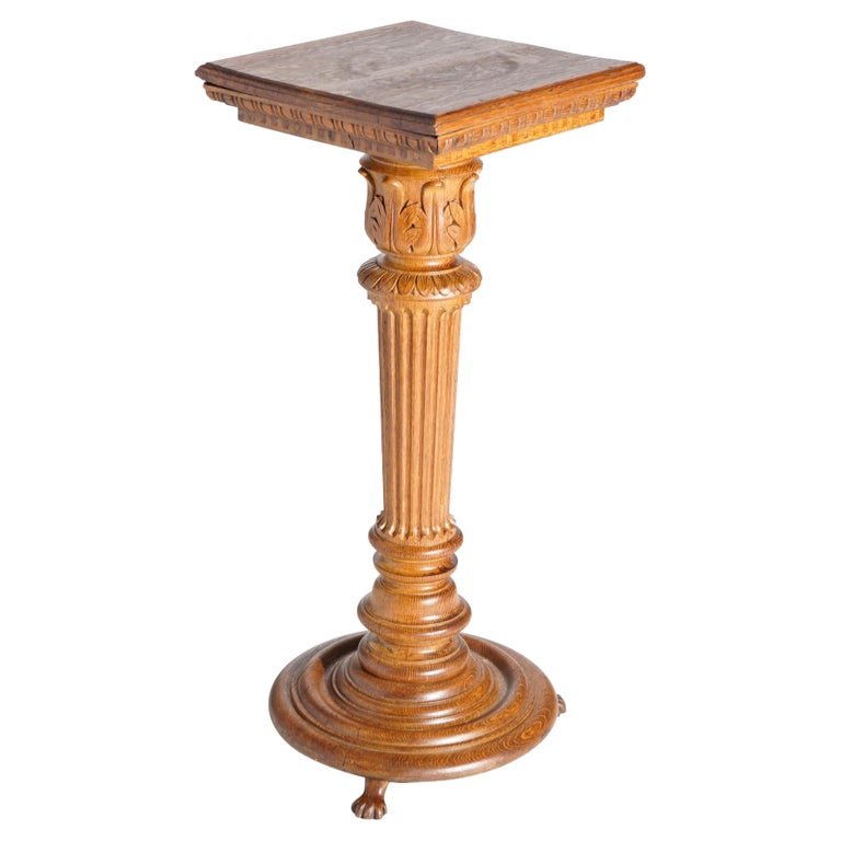 Antique RJ Horner School Carved Quarter Sawn Oak Sculpture Display Pedestal c1900 (1 of 11)