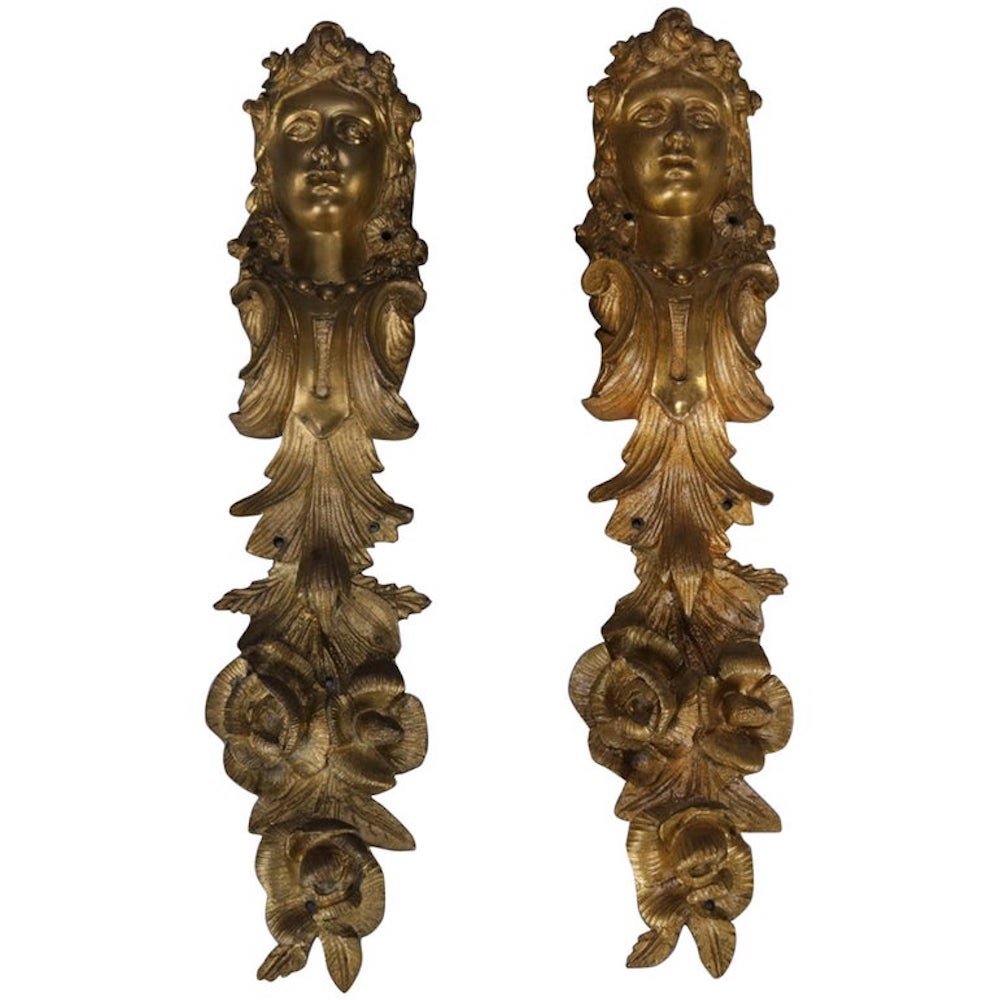 Pair of Large Antique French Louis XIV Figural Ormolu Architectural Mounts (1 of 14)