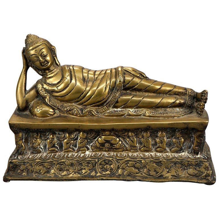 Asian Cast Bronze Sculpture of Reclining Shiva, 20thC (1 of 11)