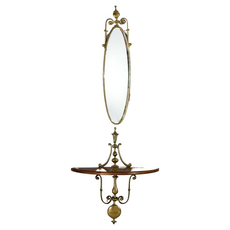 Antique Regency Wall Mirror and Sconce Set, c1930 (1 of 18)