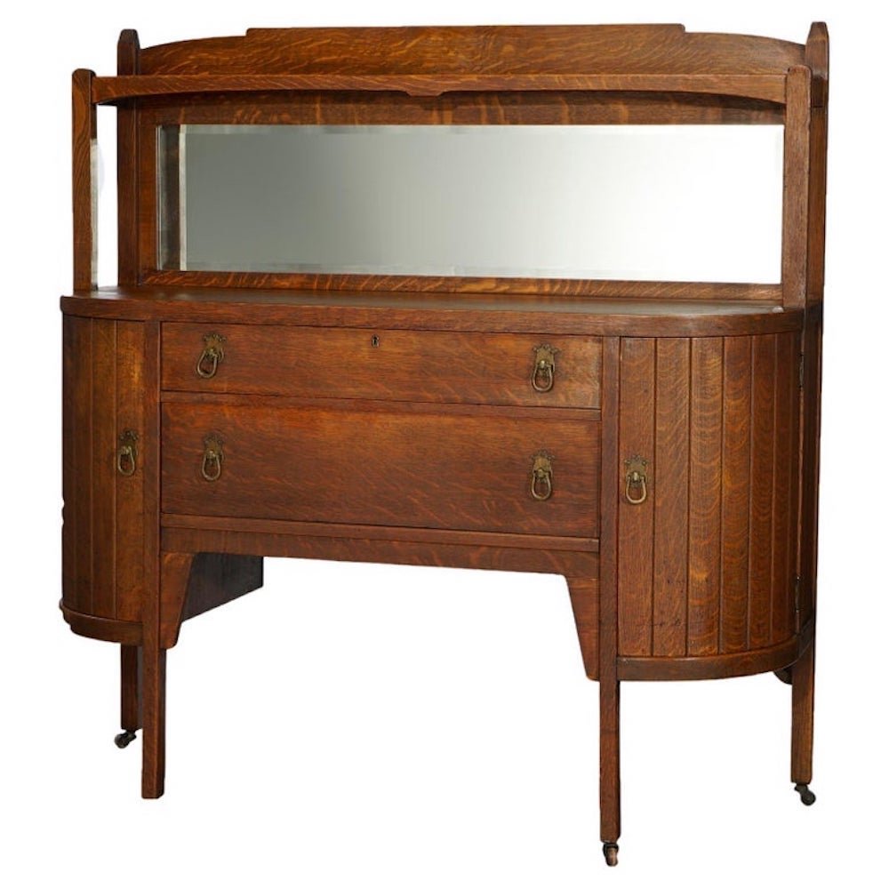 Antique Arts & Crafts Mission Oak Mirrored Sideboard Circa 1910 (1 of 20)