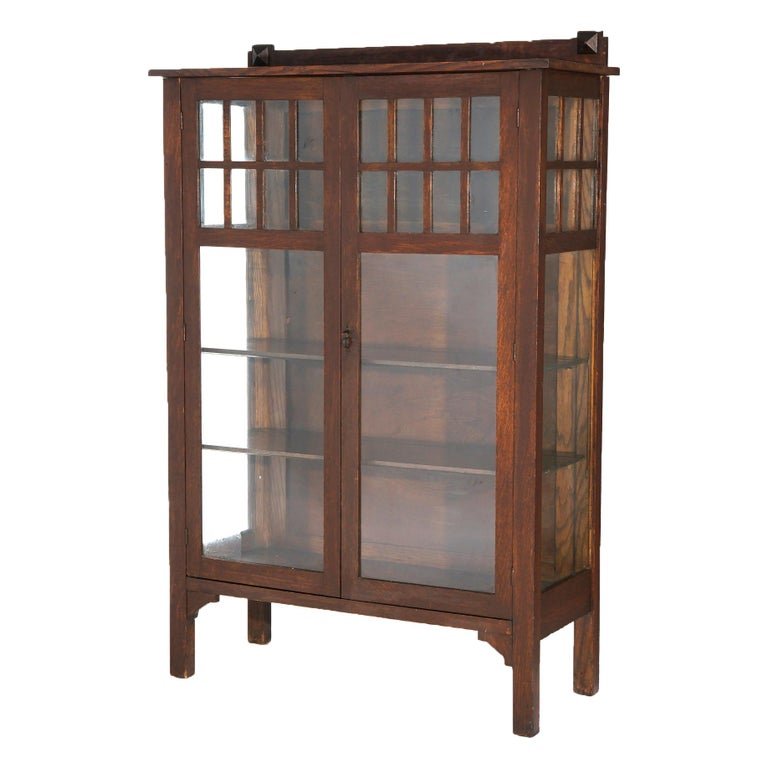Mission oak sale china cabinet