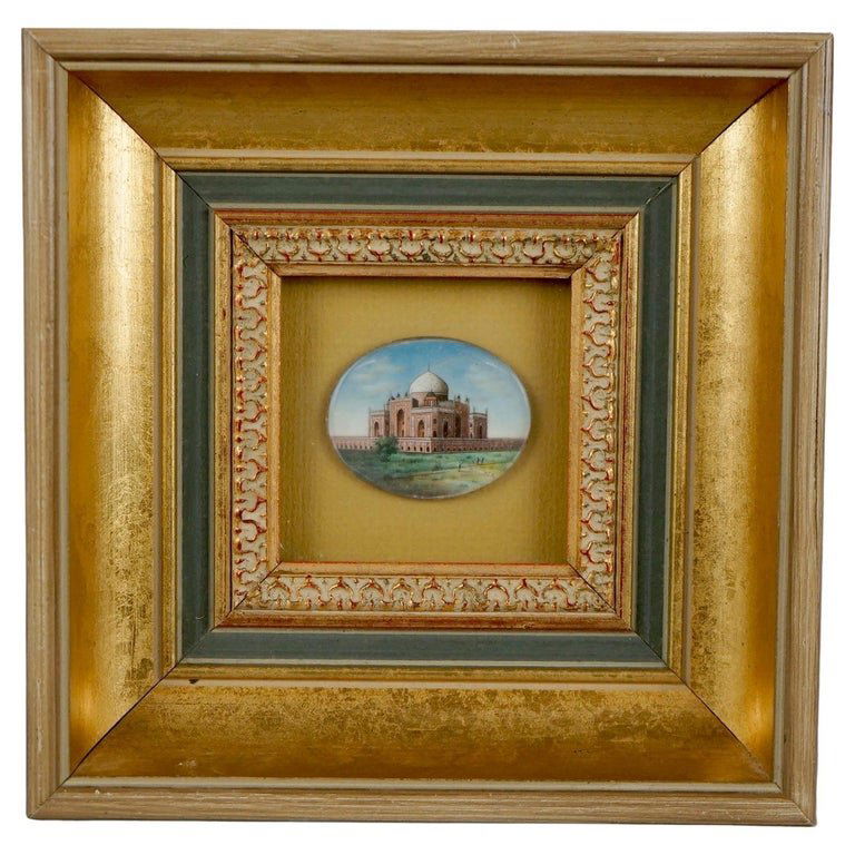 Antique Watercolor Miniature Painting of Taj Mahal in Gilt Frame, c1890 (1 of 7)