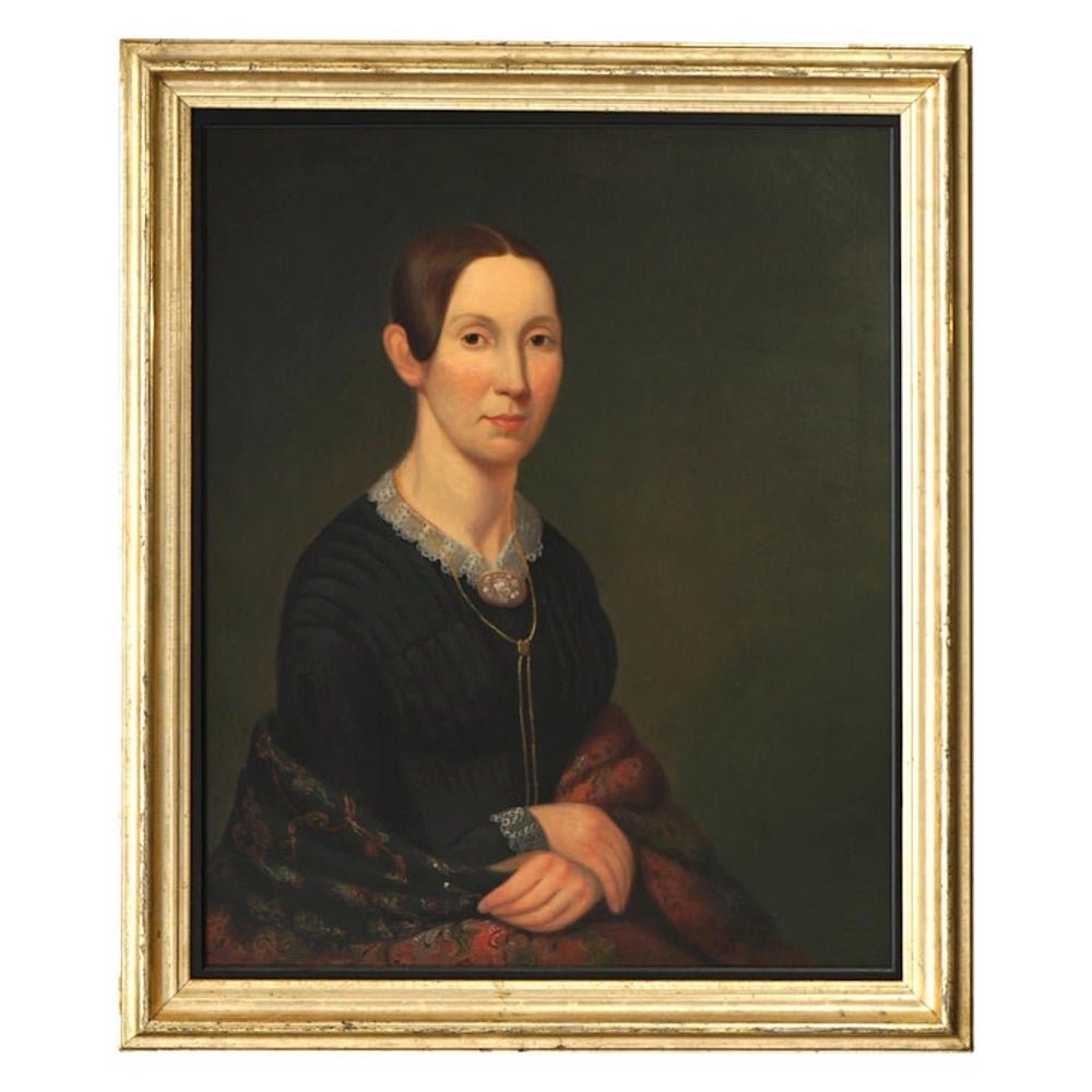 Large Antique Portrait Painting of a Woman in Giltwood Frame, c1840 (1 of 16)