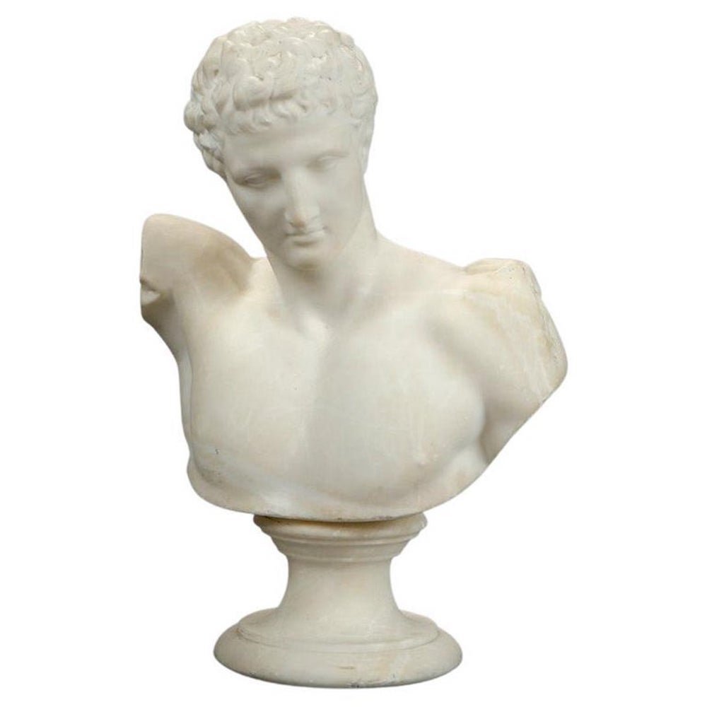 Antique Classical Carved Alabaster Bust Sculpture of Greek Caesar, c1890 (1 of 16)