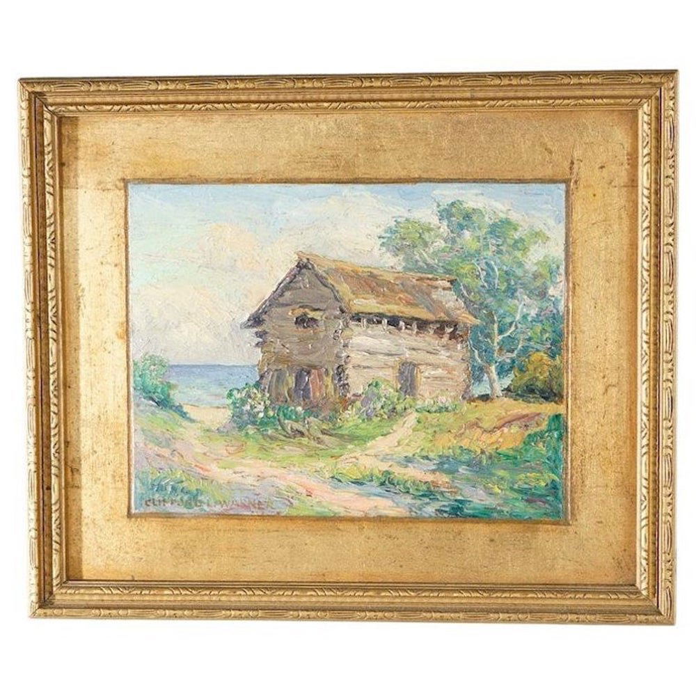 Antique Impressionistic Landscape Painting on Board by Clifford L Warner 20thC (1 of 8)
