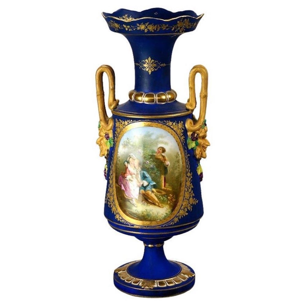 Antique & Oversized Old Paris Hand Painted & Gilt Scenic Porcelain Urn, 19th C (1 of 13)
