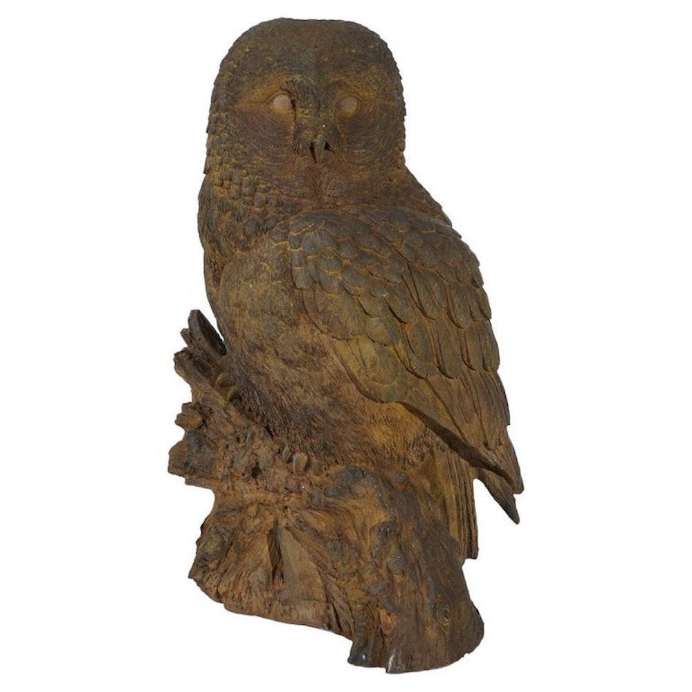 Life Size Bronzed Finish Cast Hard Stone Great Horned Owl Garden Statue, 20th C (1 of 11)