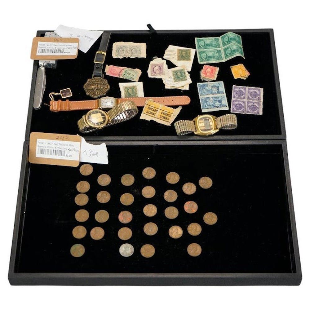 Two Trays of Misc Stamps, Coins, & Watches (1 of 18)