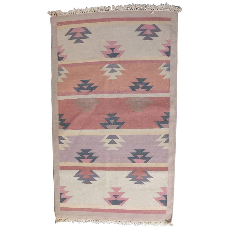 Native American Indian Navajo Style Area Rug in Pastels, 20thC (1 of 8)