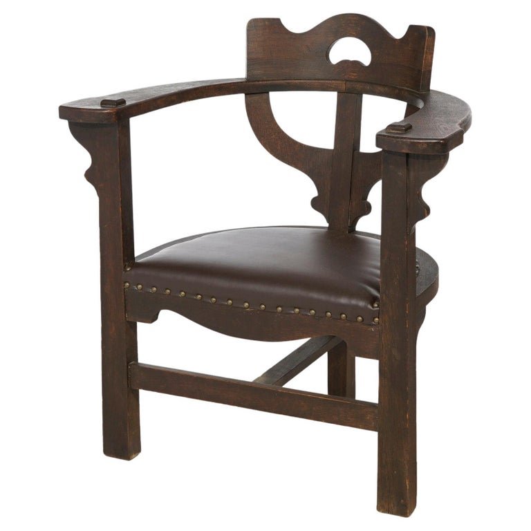 Antique Arts & Crafts Limbert School Cut Out Mission Oak Arm Chair  c1910 (1 of 14)