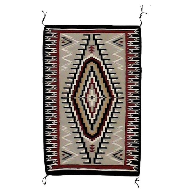 Southwestern American Indian Navajo Eye Dazzler Hand Woven Wool Rug  20th C (1 of 7)